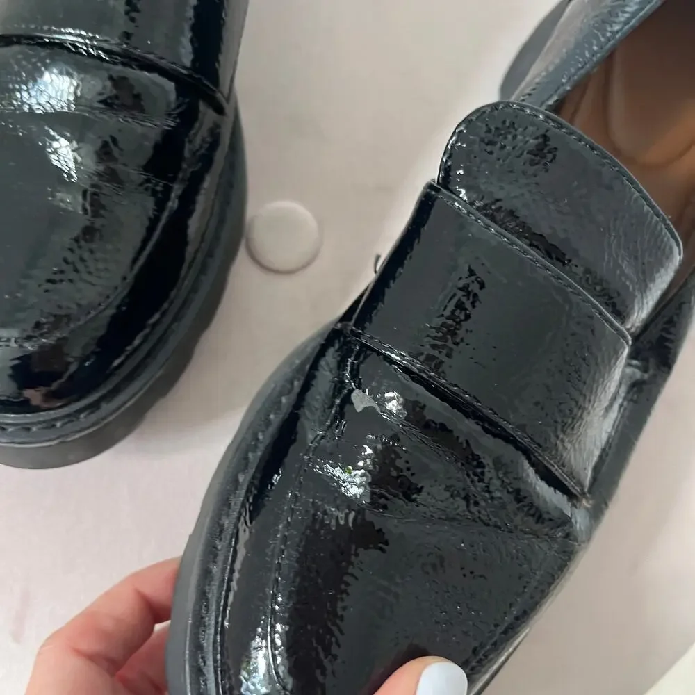 Franco Sarto Brindy Black Platform Loafers Size 9